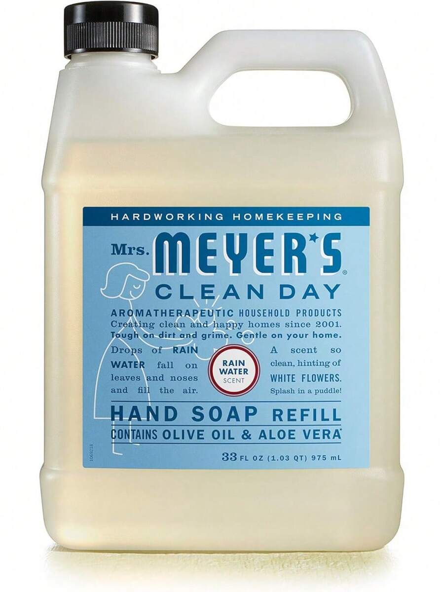 Recomendado Sra.Meyer's Refill Jabón de Manos Líquido Rain Water, 975 ml| Repuesto con Aroma Limpio y Refrescante| Fórmula Suave de Origen Vegetal| Ideal para Uso Diario| Sin Parabenos ni Crueldad Animal¡Top de Temporada - Agua de lluvia - Ver 1