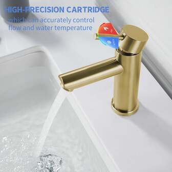 1 st borstad guld rostfritt stål badrumskran - enkel kall- och varmvattenkran badrumstillbehör badrumsverktyg