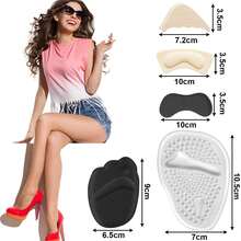 Almohadillas de Talón, Rellenador de Zapatos y Metatarsianas Adheribles Antideslizante y Reutilizables para Zapatos de Mujer y Hombre, Plantillas de Bola para Pies Aliviar el Dolor de Pies - Negro - Ver 6