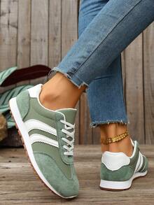 Damen Lässig Sportschuhe, Sneaker, Frühling/Sommer Neue Lässig Laufschuhe für Studenten, Weiß/Beige/Rot, geeignet für Sport, Gehen, Joggen, Alltag, leicht, bequeme Damen Sportschuhe - Grün - Übersicht 5