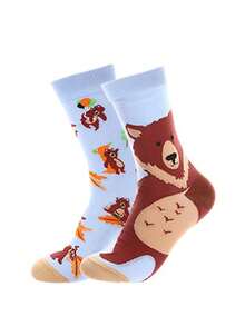 1/2/4/5/6/8 Pairs Women Animal Pattern Interesting & Comfortable Mid-Calf Socks - Multicolor - View 16
