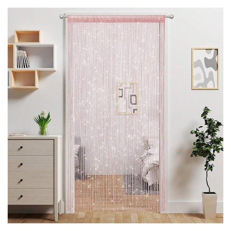 Door String Curtain Doorway Beads Curtains,Hanging Room Divider Beaded Dr Hippie Glitter Fringe Panel Closet Window Doors Sequin Sheer Boho Doors Tassel Pink - Nhiều màu 448 - Xem 1