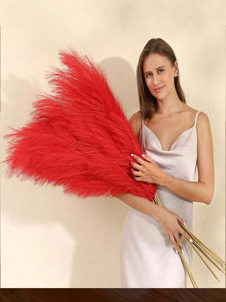 人造植物仿真蒲苇草家居装饰 100/80/60/50/30/20/15/10/1件 55厘米/97厘米 粉色仿真蒲苇草，装饰用高仿真蒲苇花，大型人造蒲苇枝条植物，蒲苇草，适用于落地花瓶，蒲苇草装饰，花瓶填充物，落地花瓶填充物，家居波西米亚风装饰