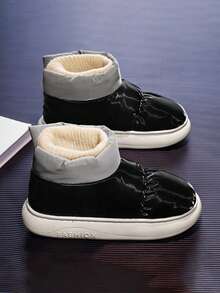 Stivali da neve impermeabili da uomo, pantofole da esterno invernali con fodera in pelliccia, antiscivolo - nero - Visualizzare 3