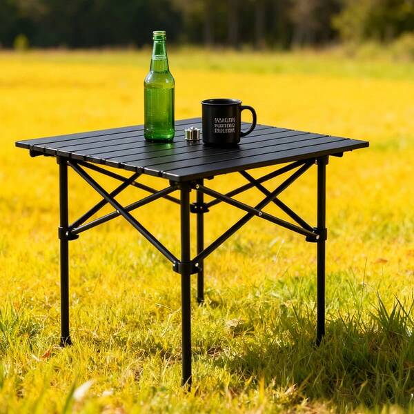 The Folding Camping Table Features A Roll-Up Surface, Comes With A Storage Bag, Has Adjustable Height, And Is Lightweight. It Is Suitable For Beaches, Picnics, Barbecues And Indoor Use.