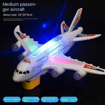Juguete de avión A380 con luces, sonidos y función de caminar eléctrica, adecuado como regalo de cumpleaños para niños y niñas (baterías no incluidas), diseño de modelo realista. Juguete para niños, juguete de helicóptero, juguete para niños, juguete de avión grande, modelo de avión, juguete para niños, temporada de vuelta a clases