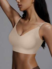 1/2 Pcs Seamless Backless Wireless Bra - 3-Way Cross-Back Design, Removable Pads & Adjustable Straps, Elegant Everyday Undergarment For Women, Comfortable Undergarment, Sleek Underwear, Smooth Texture - 杏色 - 查看 3