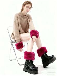 优雅柔软蓬松的仿毛袖套，冬季保暖装饰袖套，情人节礼物