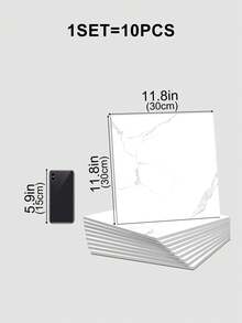10片装3D亮面塑料大理石纹瓷砖墙贴 - 自粘可移除乙烯基墙贴，尺寸分别为5.9/7.8/11.8/15.7英寸，适用于厨房、浴室、客厅、家具翻新和特色墙 - 高品质时尚网格图案，轻松打造DIY家居装饰 - 彩色 - 查看 10