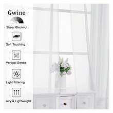 White Sheer Curtains 30 Inch Length, Short Light Filtering Voile Small Cafe Kitchen Curtains With Rod Pocket, Short Curtain For Bathroom Window, 42x30 Inch, 2PCS - Multicolor 129 - View 2