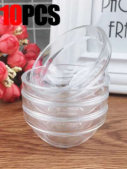 10pcs Transparent Small Bowls For Facial Masks, Skincare Salon, Essential Oil Mixing Bowls, Thick Facial Mask Containers, Beauty Salon Mask Application, Spa Supplies