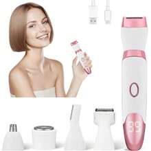 5 In 1 Painless Women's Private Trimmer - Portable Bikini Line Shaver, -Type-C USB Fast Charging, Brazilian Care For Sensitive Skin, | Suitable For Silk Peach Velvet Skin, Travel Cordless Body Shaver, Replaceable Women's Facial Shaver, Eyebrow, Nose, Face, Leg Hair Remover / Portable, Gentle, Women's Gift, Mother's Day Gift Battery Capacity 500mAh - Multicolor - View 2