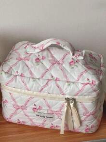 1/3 Stück rosa Schleife Rose Design Kosmetiktasche, modische tragbare Make-up Tasche, multifunktionale Aufbewahrungstasche für Lippenstift, Binden, Münzen, Schlüssel, großer Reise-Kulturbeutel mit süßem Design, Muttertags-Geschenk, Einschulung Geschenk, Kosmetiktasche, Make-up Organizer, Make-up Aufbewahrungstasche, Make-up Tasche, Valentinstag Geschenk - Verschiedenfarbig - Übersicht 9
