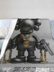 Kawss Kawaii Kaw Blanket Cozy Anime Gift Blanket - Premium Flannel Throw For Fans, Soft Cartoon Print For Sofa, Bed, Camping & Travel, Great Christmas Birthday Present - màu đen - Xem 5