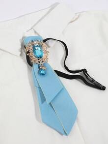 1件复古洛丽塔水晶水钻领带，女士哥特式优雅衬衫配饰，可调节角色扮演派对吸睛领带，带珠宝装饰 - A - 查看 7