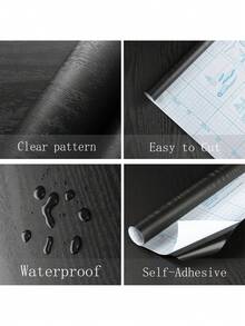 1 Roll Farmhouse Vintage High-End Black & White Optional Faux Wood Grain Contact Paper, Self-Adhesive Removable, Suitable For Kitchen Countertop Renovation, Cabinet Doors, Desktops, Shoe Cabinets And Other DIY Home Furniture Color Change, Holiday Repair And Renewal Wallpaper Wall Paper Wall Stickers Wall Decor Room Decor Bedroom Decor