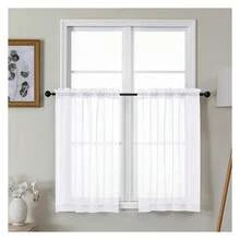 White Sheer Kitchen Curtains 36 Inch Length, Light Filtering Voile Soft Airy Small Cafe Curtains, Short Window Curtain For Bathroom Basement, 42x36 Inch, 2PCS - Multicolor 153 - View 1