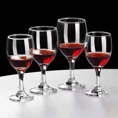【1只/6只/12只装】欧式小号红酒杯，厚柄玻璃杯，酒店餐厅酒杯套装 | 无铅水晶玻璃，防碎设计，透明 | 餐饮及居家葡萄酒配件 | 适用于节日、订婚、婚礼、生日、母亲节、父亲节、庆典、乔迁之喜、酒店及餐厅