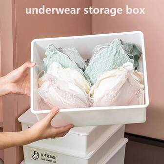1 Piece Underwear And Socks Storage Box - 10 Compartments For Socks, Bras And Panties, Closet Storage Box For Underwear And Dresser Drawers, Underwear Storage Box Plastic For Underwear And Socks Compartment Storage Box Dormitory Storage Artifact Three-In-One Bra Box