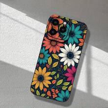 Funda de Teléfono con Patrón Floral de Margarita Colorida, Sensación Mate de Alta Gama, Nueva y Popular, Protección Completa de Lente, Antigolpes, Anticaída, Antihuellas, Adecuada para 16/15/14/13/12/11/X/XR/XS/8//SE Plus Pro Series, Puede Usarse como Regalo para Familiares, Hombres, Mujeres, Amigos - Colores mixtos - Ver 7