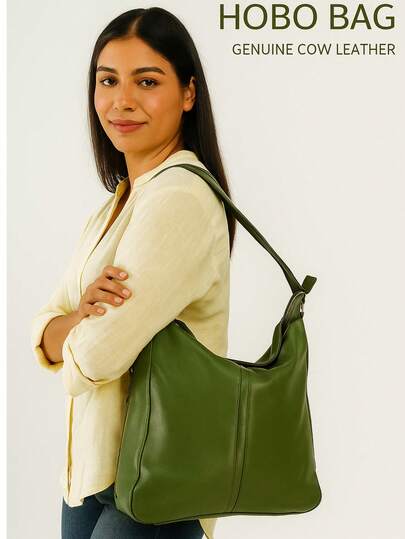 Bolso tipo hobo de piel genuina de res color verde oliva. bolso hobo, bolso verde, bolso de piel, piel genuina, bolsa artesanal, bolso mexicano, bolso grande mujer, AMaSer Drop Shop