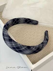 4件/1件复古格子拼接布艺发箍，高冠海绵发圈，复古学院风发饰，适合秋冬季节，发带头饰发箍 - 彩色 - 查看 9