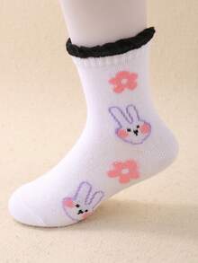 20双儿童条纹、波点、蝴蝶结、动物图案中筒袜。舒适、柔软、透气、百搭。适合日常穿着和上学穿着。女童运动袜。圣诞节袜子礼物。款式多样。 - 彩色 - 查看 7