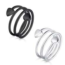 Jecanori Lymphatic Drainage Therapeutic Magnetic Ther.Apy Rings For Women,Adjustable Lymphatic Drainage Copper Magnetic Ther.Apy Rings, Magnetic Lymph Detox Ring Love Heart Gift(2PCS) (Black & Sliver){Inchcolor_nameinch:InchBlack&Sliverinch} - Đen và Bạc - Xem 1