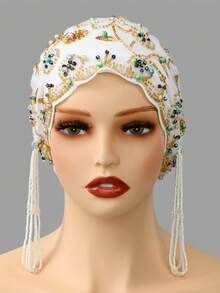 1 Chiếc Khăn trùm đầu Hồi giáo đính hạt ren mới dành cho nữ, Đa năng, Thời trang, Chất lượng cao, Thủ công, Mũ thoáng khí - Nhiều màu - Xem 8