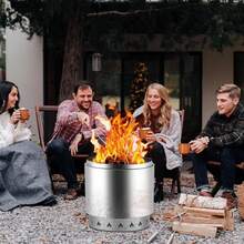 Base para Fogata de 50 cm, Anillo para Firepit de Acero Inoxidable 304 Reforzado, Soporte Pesado para Chimenea Exterior, Ideal para Camping, Jardín o Terraza - Plateado - Ver 2