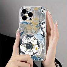 Funda de teléfono impresa con UV con patrón dinámico, graffiti de fútbol transparente, compatible con iPhone 16, 16 Plus, 16 Pro, 16 Pro Max, 13, 13 Pro, 13 Pro Max, 12, 12 Pro, 12 Pro Max, 11, 11 Pro, 11 Pro Max, 7, 8, X y XS. - Color transparente 2 - Ver 6