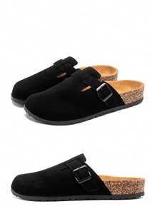 Men's Casual Mule Shoes, New Vintage Slip-On Loafers, Slouchy Shoes With Adjustable Buckle, Suitable For All Seasons, Sports Style (Recommend Ordering One Size Up) - Black - View 1