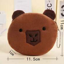 Monedero de capibara, monedero redondo con cremallera con diseño de capibara, monedero en forma de capibara - Café - Ver 4