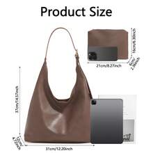 Korean Minimalist Casual Pu Tote Bag Combination Bag, Autumn And Winter Retro All-In-One Shoulder Tote Bag, With Change Bag Mother Bag, Large Capacity Commute Shopping Bag. Women's Shoulder Bag Casual Wallet Set. New Large-Capacity Leather Handbag. Purses And Bags Women - 咖色 - 查看 2