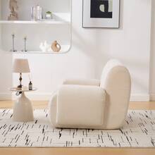 42" Wide Oversized Chenille Accent Chair – Deep Seat Single Sofa With Ergonomic Support – No Assembly Required Plush Reading Chair For Living Room, Bedroom & Dorm (Cloud-Like Cushion, Breathable Fabric, 350lbs Capacity) Sofa  And  Loveseat - 42吋-米色-雪尼爾裝飾椅子 - 查看 5