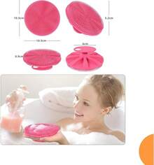 cepillo de silicona para cuerpo - 1 cepillo de limpieza de espalda de largo, cepillo de baño corto, cepillo para lavar el pelo y cepillo para lavar la cara, herramientas de limpieza (pink) RKYV - Rosa - Ver 3
