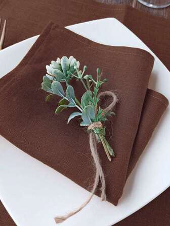 Modern Simple Brown Skin-Friendly Absorbent Dining Room Home Party Decorative Wrinkled Square Napkin, Wipe Cloth, Tablecloth For Daily Home Decor