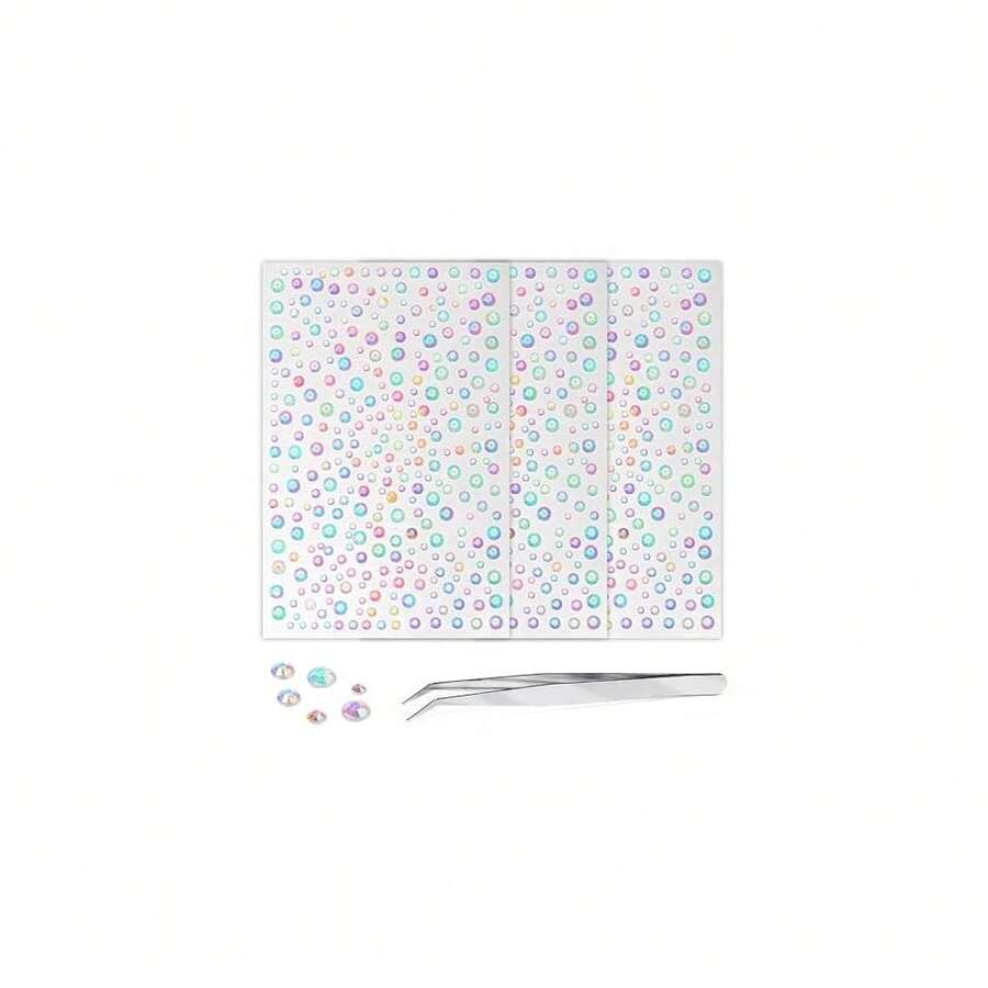 975Pcs Face Gems Hair Gems, Self-Adhesive Face Jewels Eye Jewels Rhinestones 3/4/5/6 Mm DIY Face Gems Stick On, Hair Body Rhinestones Gems Crystals Pearls For Face Makeup, Crafts (Gem_Aurora){Inchcolor_nameinch:Inchgem_aurorainch} - gem_aurora - 查看 1