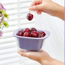 1pc超实用少女心精致迷你双层沥水篮果蔬洗菜篮水果清洗工具可爱迷你优质果盘沥水盆省钱指南（随机贴纸，轻微划痕，正常现象） - 彩色 - 查看 10