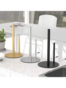 1pc Paper Towel Holder Countertop , Premium Stainless Steel Kitchen Roll Dispenser, Easy To Install,Countertop Roll Organizer With Weighted Base - Multicolor - View 1