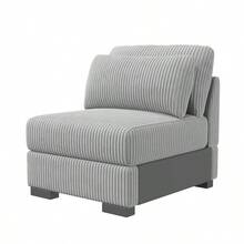 Caluself Graues Einzelsitzsofa aus Cord, geeignet für Wohnzimmer, Schlafzimmer und Einzimmerwohnungen - Grau - Übersicht 2