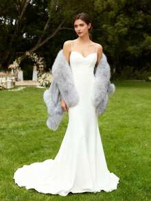 Women's Scarf Faux Mink Fox Fur Faux Fur Scarf Cape Faux Fur Coat Plus Sizes Evening Scarf - 灰色 - 查看 5