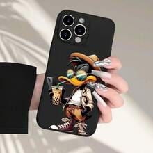 Sombrero de Moda Gafas de Sol Pato Sosteniendo Té con Leche Jugando con el Teléfono, Funda de Teléfono de TPU Mate a Prueba de Golpes con Patrón Creativo Personalizado, Divertida y Única, Regalo de Moda Simple y Moderno para Hombres y Mujeres, Adecuada para iPhone 16/15/14/13/12/11 - Colores mixtos - Ver 4