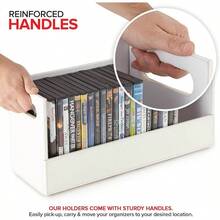 DVD Storage Box, Movie Shelf Organizer Blu - Ray, Video Game Cases, CDs, VHS Tape Display Stand, Disc Holder Can Store To 28 DVDs, Faux Leather White - 白色 - 查看 4
