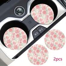 2pcs Car Cup Holder Coasters, Anti-Slip Shockproof Universal Fashion Car Coasters, Insert Interior Accessories, Party Gift - 杏色 - 查看 5