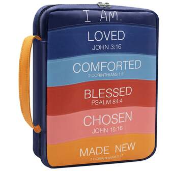 “我被爱”圣经封面，印有经文 | 彩色基督教皮革套，带拉链和提手 | 送给女性和青少年的励志礼物 | 日常信仰用品