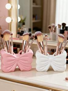 Giá đựng bàn chải đánh răng hình nơ, kệ đựng bàn chải đánh răng và mỹ phẩm dễ thương có trang trí nơ, vật trang trí mặt bàn phòng tắm, phụ kiện phòng tắm (Hồng/Trắng), cũng có thể dùng làm bình hoa để bàn. - Nhiều màu - Xem 11