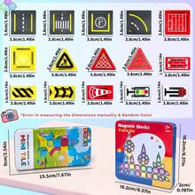 磁性积木路扩展套装，适合 3-5 岁 4-8 岁 5-7 岁儿童的 STEM 磁性积木，适合幼儿生日的学龄前学习感官儿童玩具 - 彩色 - 查看 7