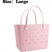 Large Rubber Beach Bag Travel Totes Mens Womens Waterproof Rubber Beach Tote For Work Picnics Shopping Outdoor - 肉粉紅色 - 查看 2