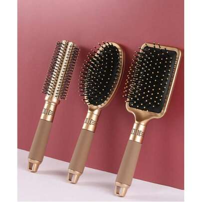 Cepillo de pelo de plástico, peine de estilo, peine de barbero, peine rizado, cepillo de cojín de aire, cepillo de masaje, cepillo desenredante, herramienta de masaje, peine para teñir, rascador de masaje para la cabeza, se desliza fácilmente a través de los enredos, herramienta de aseo de plástico, secado y alisado, cepillo de cojín ovalado, adecuado para cabello grueso/rizado/fino/largo/corto, seco o húmedo, adecuado para mujeres y hombres, cepillo antiestático de cojín de aire, cepillo de pelo antiestático de plástico, cuidado práctico, SPA, herramienta de masaje para la cabeza en el hogar, cepillo para rizar el cabello